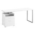 Monarch Specialties Computer Desk, Home Office, Laptop, Left, Right Set-up, Storage Drawers, 60"L, Work, Metal, White I 7144